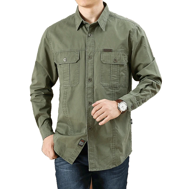 

full sleeve casual mens cotton shirts work shirt, Army green