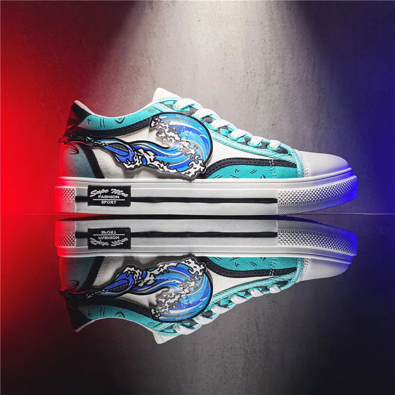 

Cosplay Print Patchwork Shoes Sports School Canvas Anime Men Casual Shoes Comic Sneakers