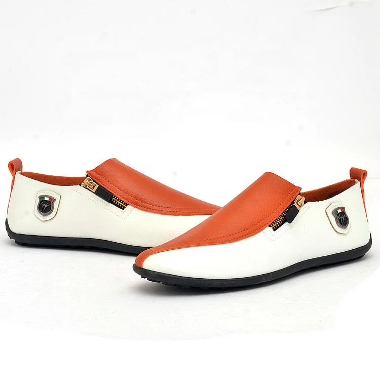 

summer British shoes fashion men shoes casual peas shoes orange color, Optional