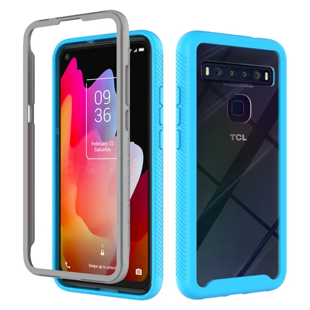 

Wholesale 3 In 1 Phone Cover PC TPU Clear Acrylic Cover For TCL 10L 360 Full Cover Phone Case, As photos