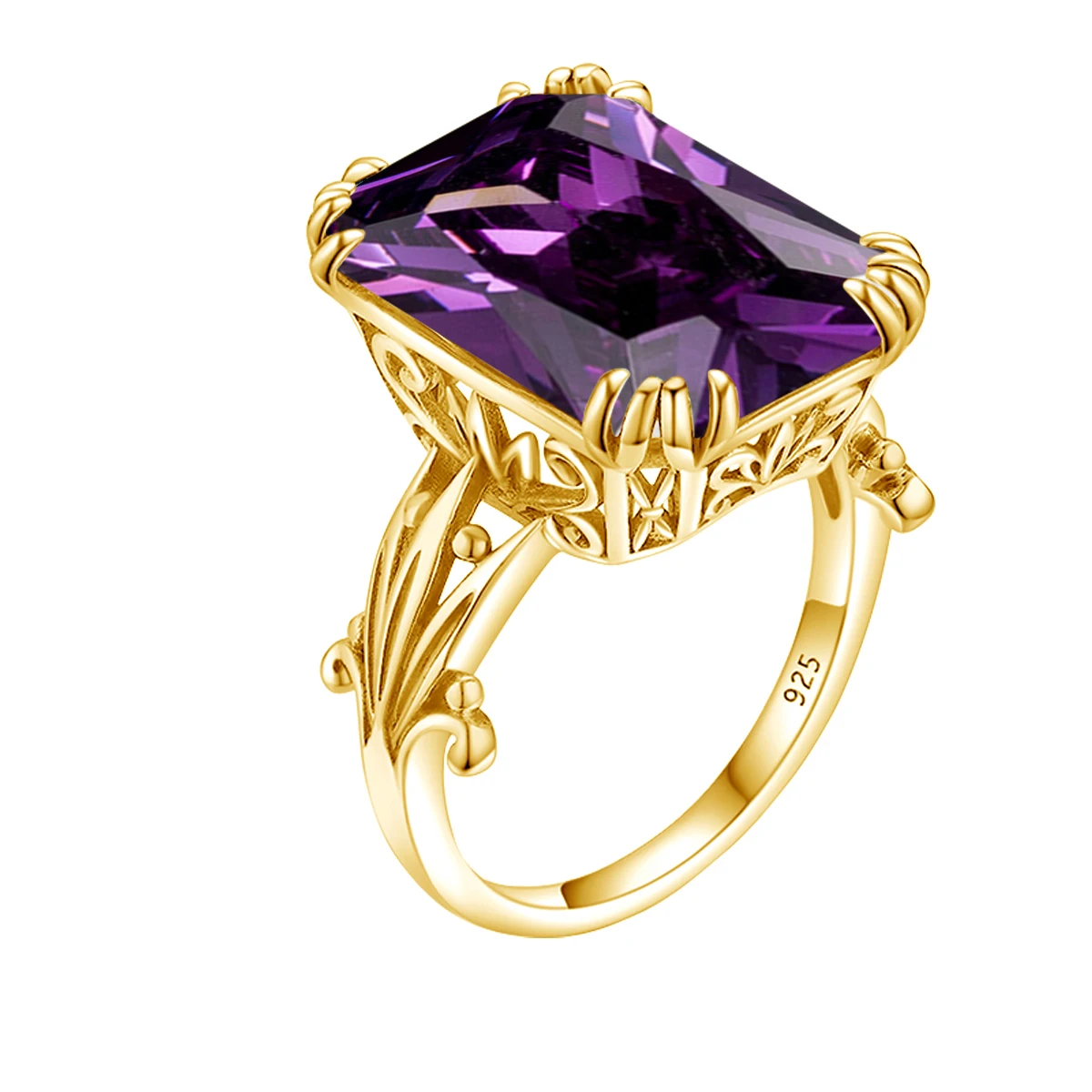

Premium December Birthstone 925 Sterling Silver Hypoallergenic Jewelry Amethyst gold ring for women