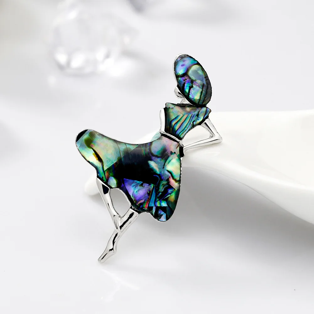 

High-end european american shell material brooch dancing girl corsage accessories pin brooch