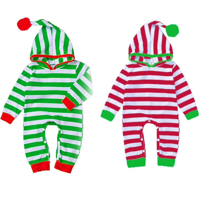 

Kids Santa Pajamas 2020 New Style Cotton Striped Hooded Christmas Pajamas, As pic show