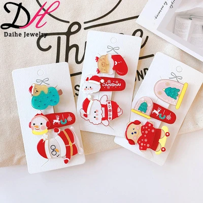 

Christmas Children Hairpin Acrylic Girls Accessories Christmas Tree Santa Claus Hair Clips Christmas accessories for kids