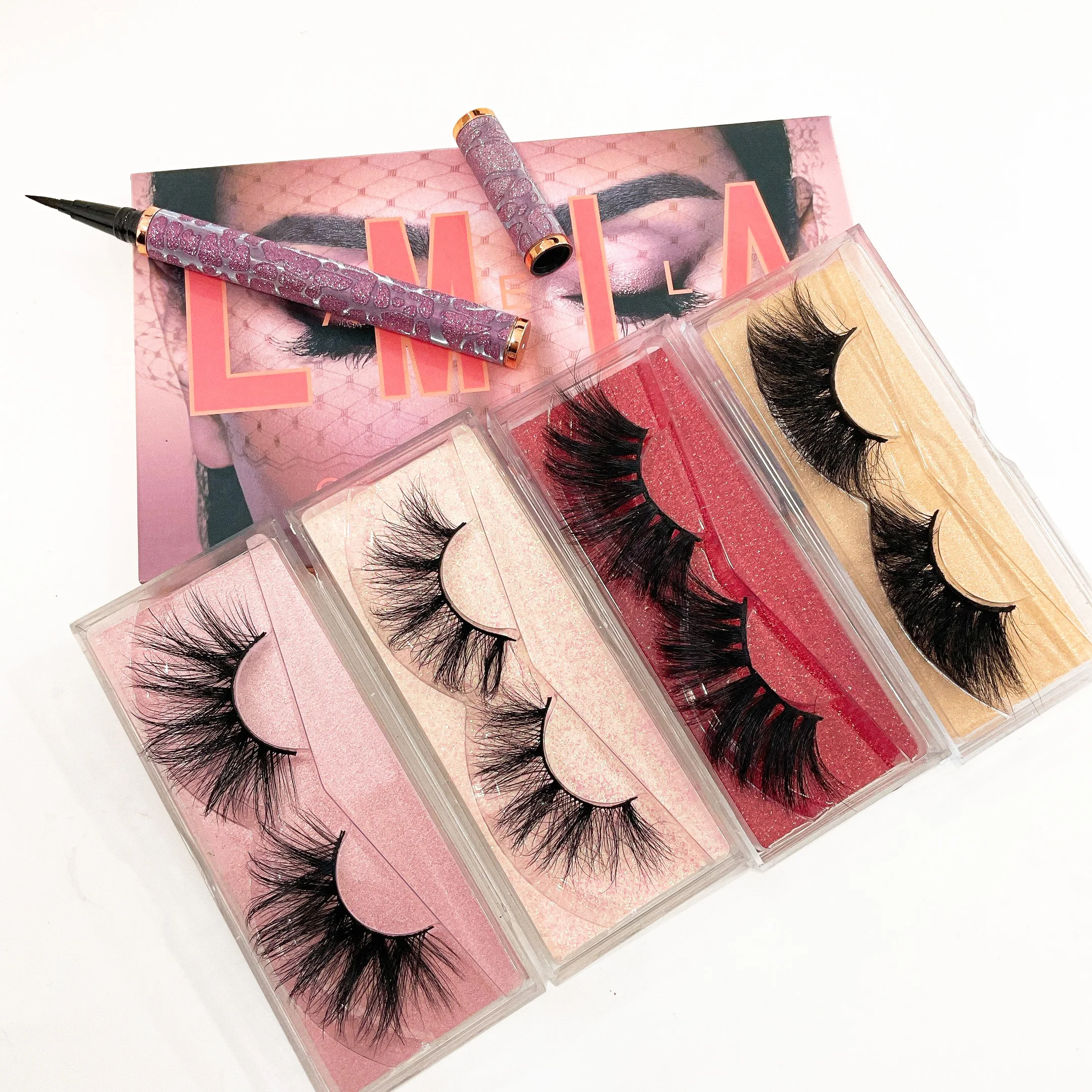 

Factory Wholesale 25mm Fluffy Mink Eyelashes Custom Packaging Vegan Eyelashes 25mm Mink Lashes, Black