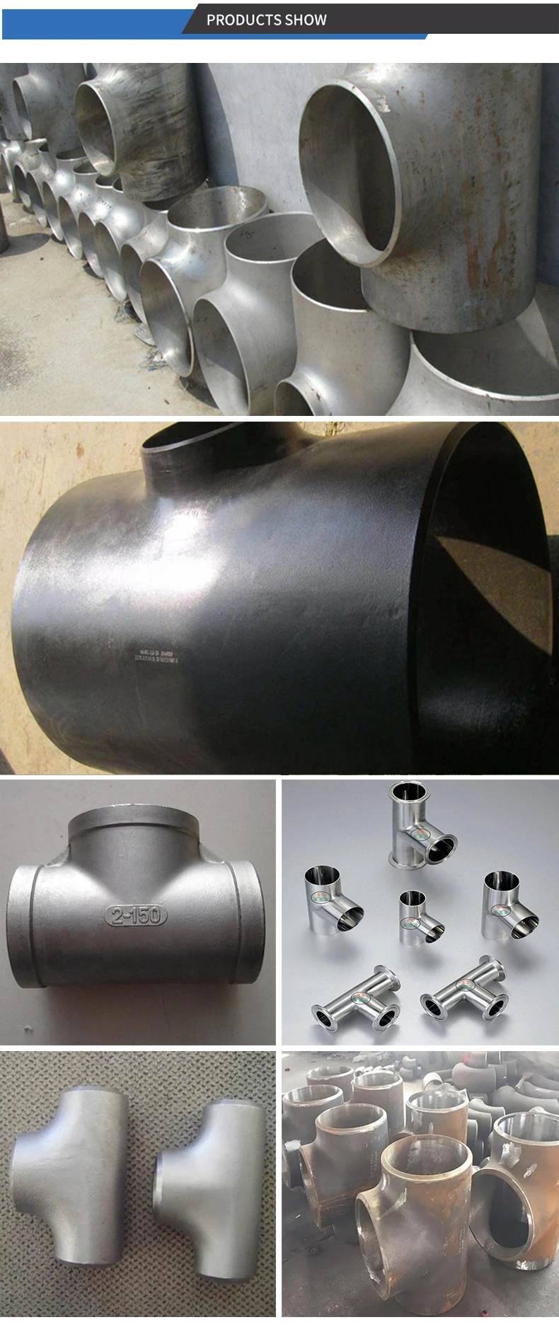 中国供应商黑色对接不锈钢减少三通管件