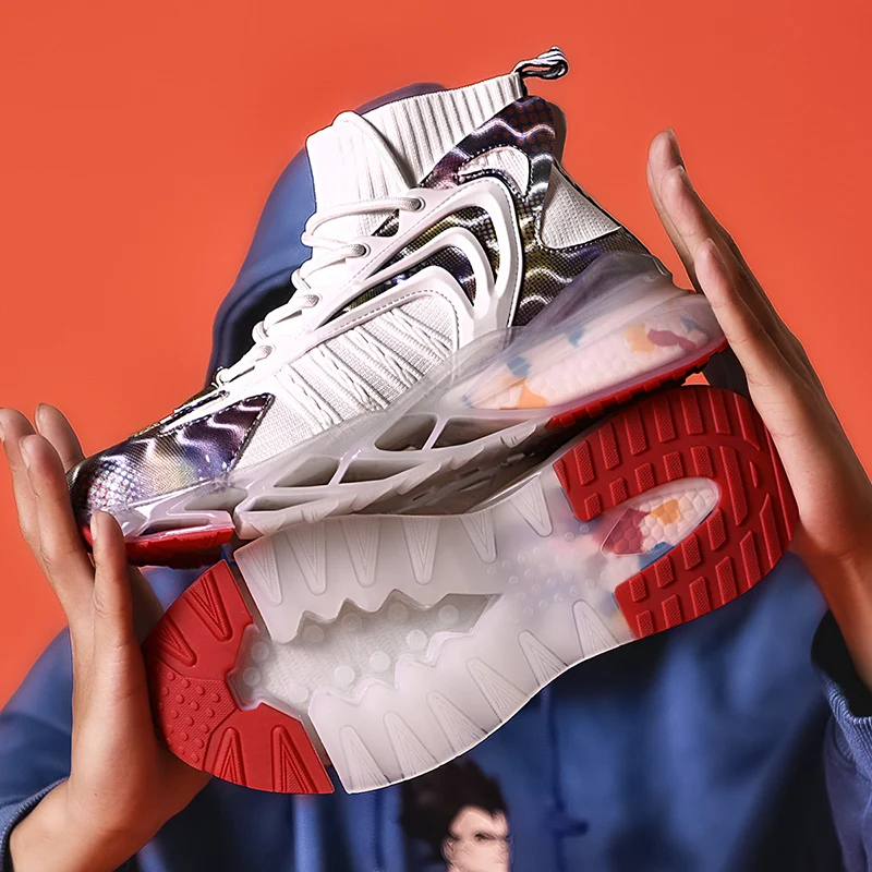 

newest blade cushion popcorn bottom high top socks casual sports shoes trendy fashion sports lofers shoes men casual sneaker