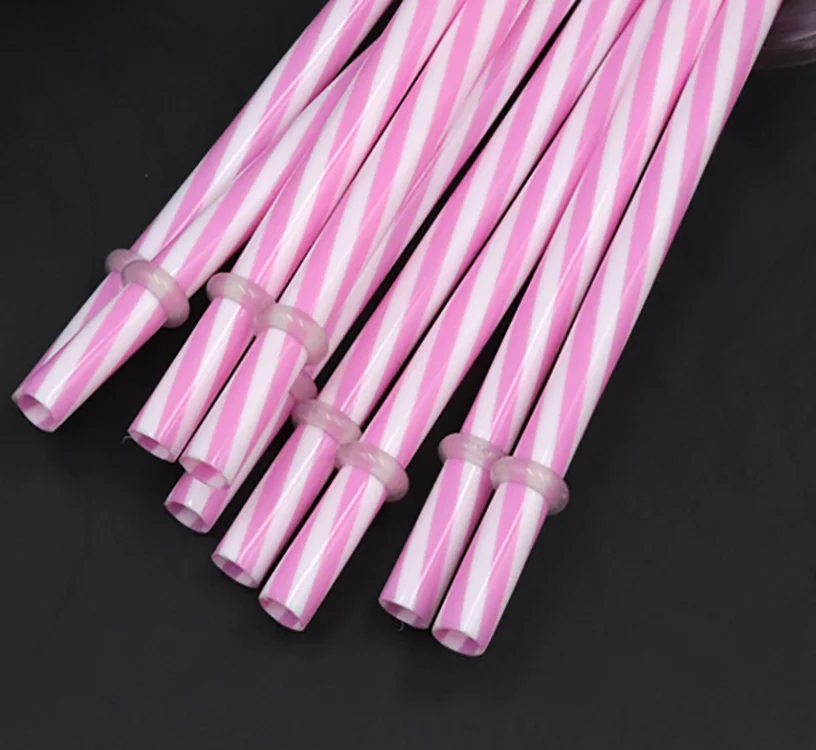 

High grade PP hard reusable colored striped portable disposable plastic drinking juice straw