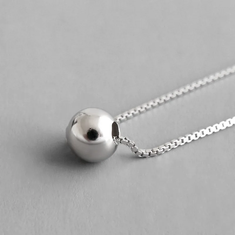 

Hot Selling Round Bead Necklace S925 Sterling Silver Round Beads Simple Short Bead Necklace for Women