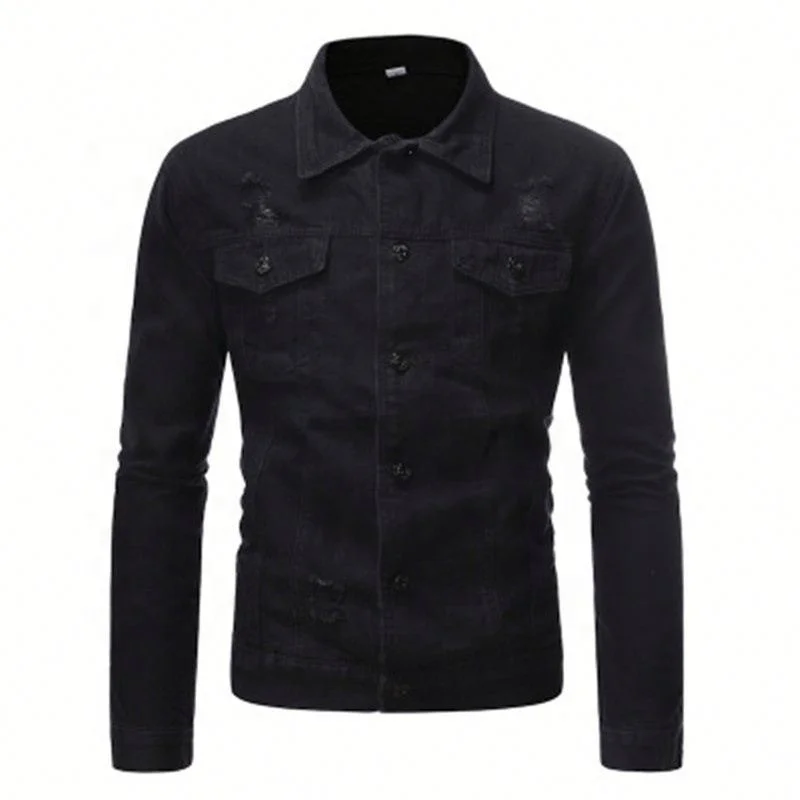 

Designer Hot Selling Trendy Jeans Men's Jackets, Black/light blue
