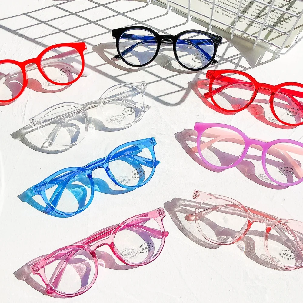 

Transparent round frame anti blue light filter eye frames eyewear anti radiation glasses kids