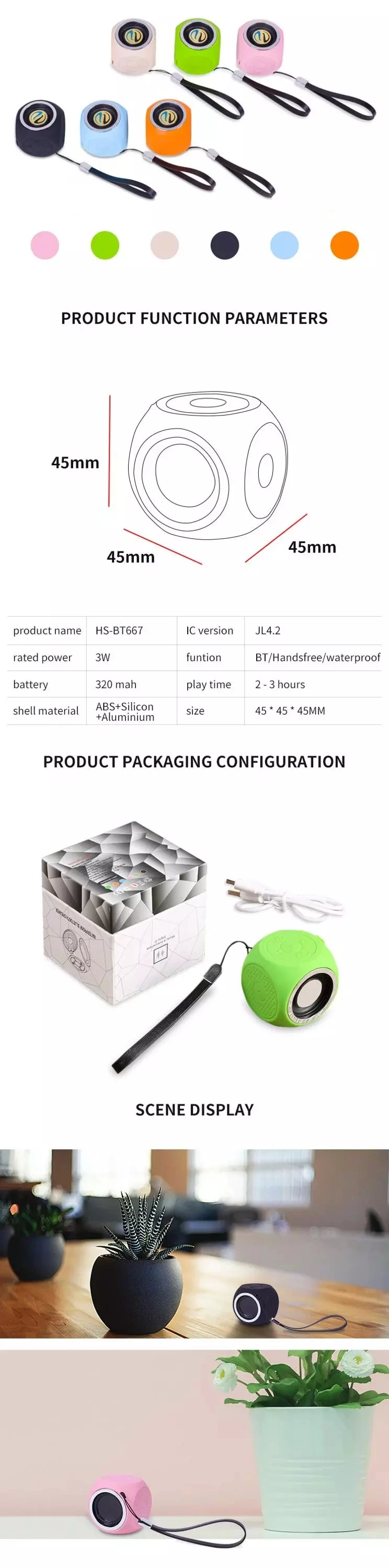 Portable Small Colorful Outdoor IPX7 Sucker Wireless Waterproof Speaker - ANKUX.COM