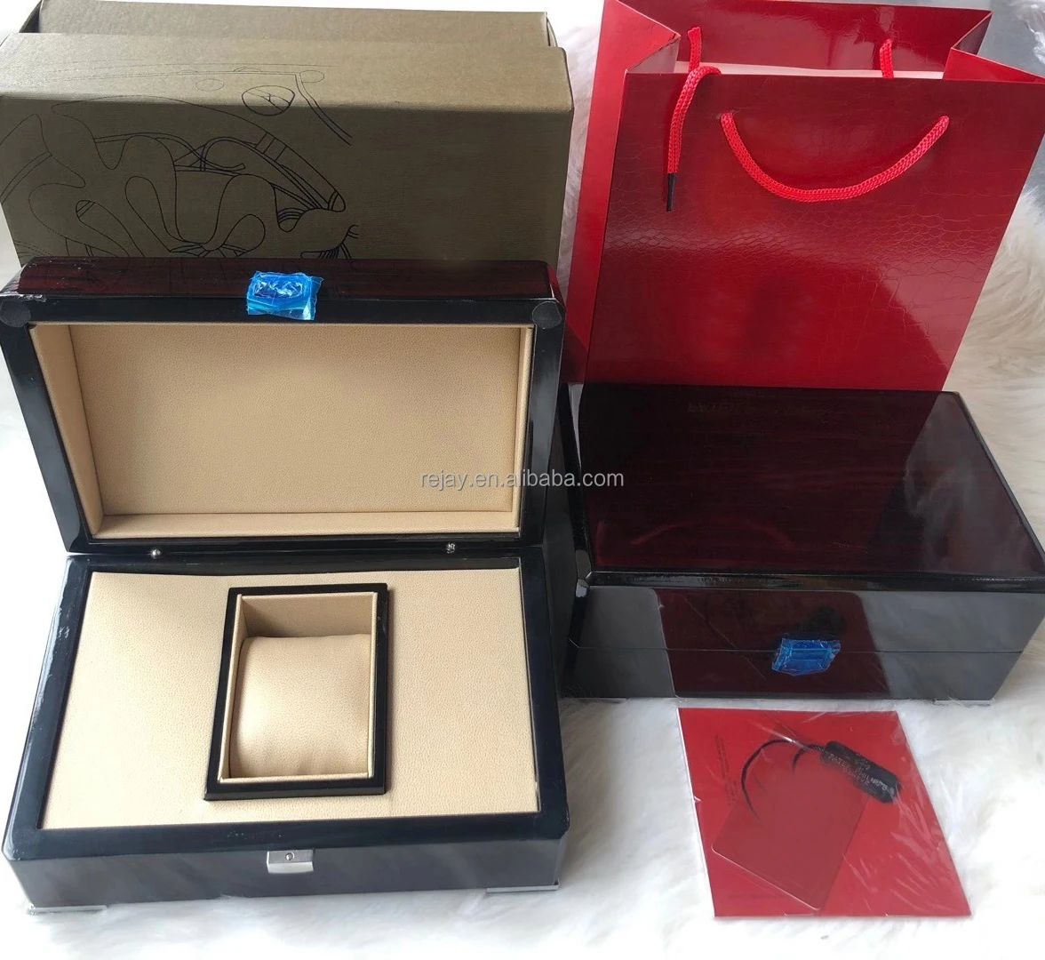 

Original Wooden Watch Box Gift Case For Watches Booklet Card Tags Papers Swiss Watches Boxes