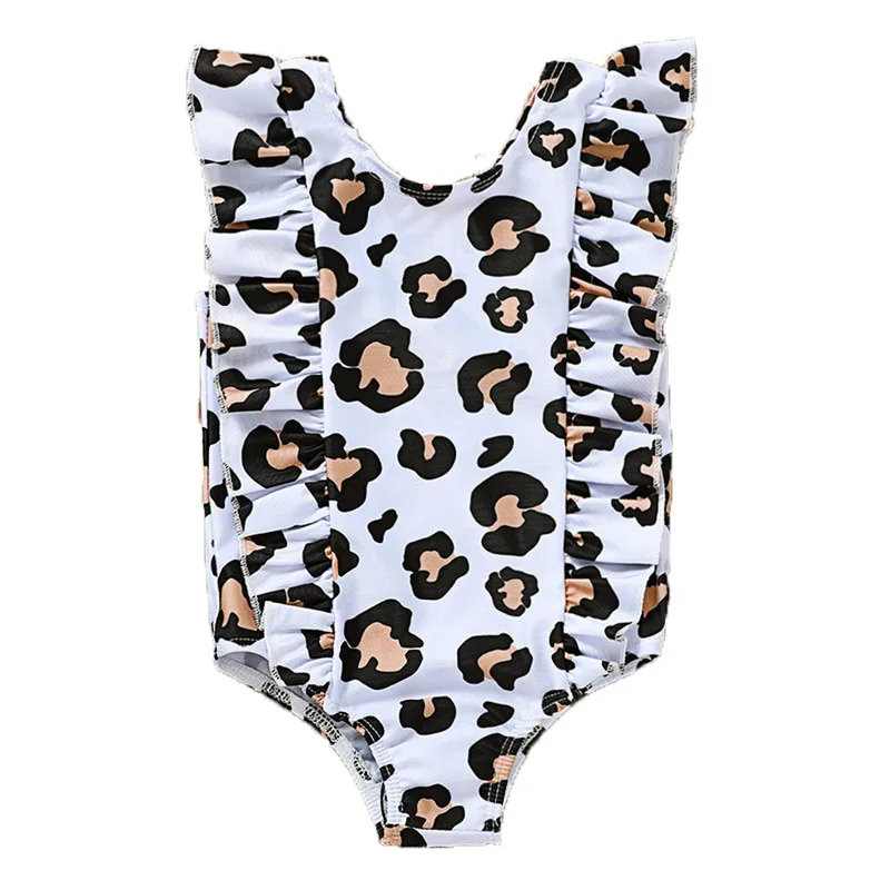 

Summer Hot Sale Cheetah Printed Ruffle Swimwear Baby Girl One Piece Baby Swimsuit, Watermelon,leopard