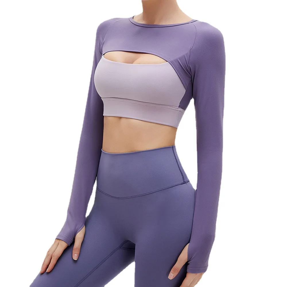 

Autumn Women Soft Fall Active Sportswear Compression Skinny Slimming Long Sleeve Sexy Fitness Padded Shirts, Customized color