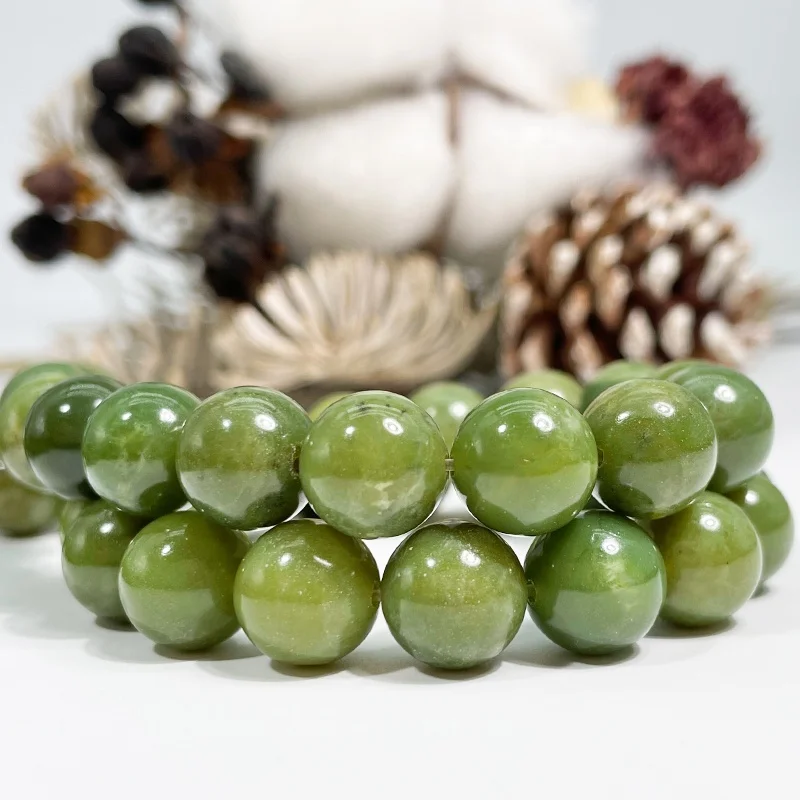 

Natural New Canada Green Jade Loose Beads Gemstone Jewelry Making Factory Wholesale Hot Selling Polished Nephrite Jade Beaded