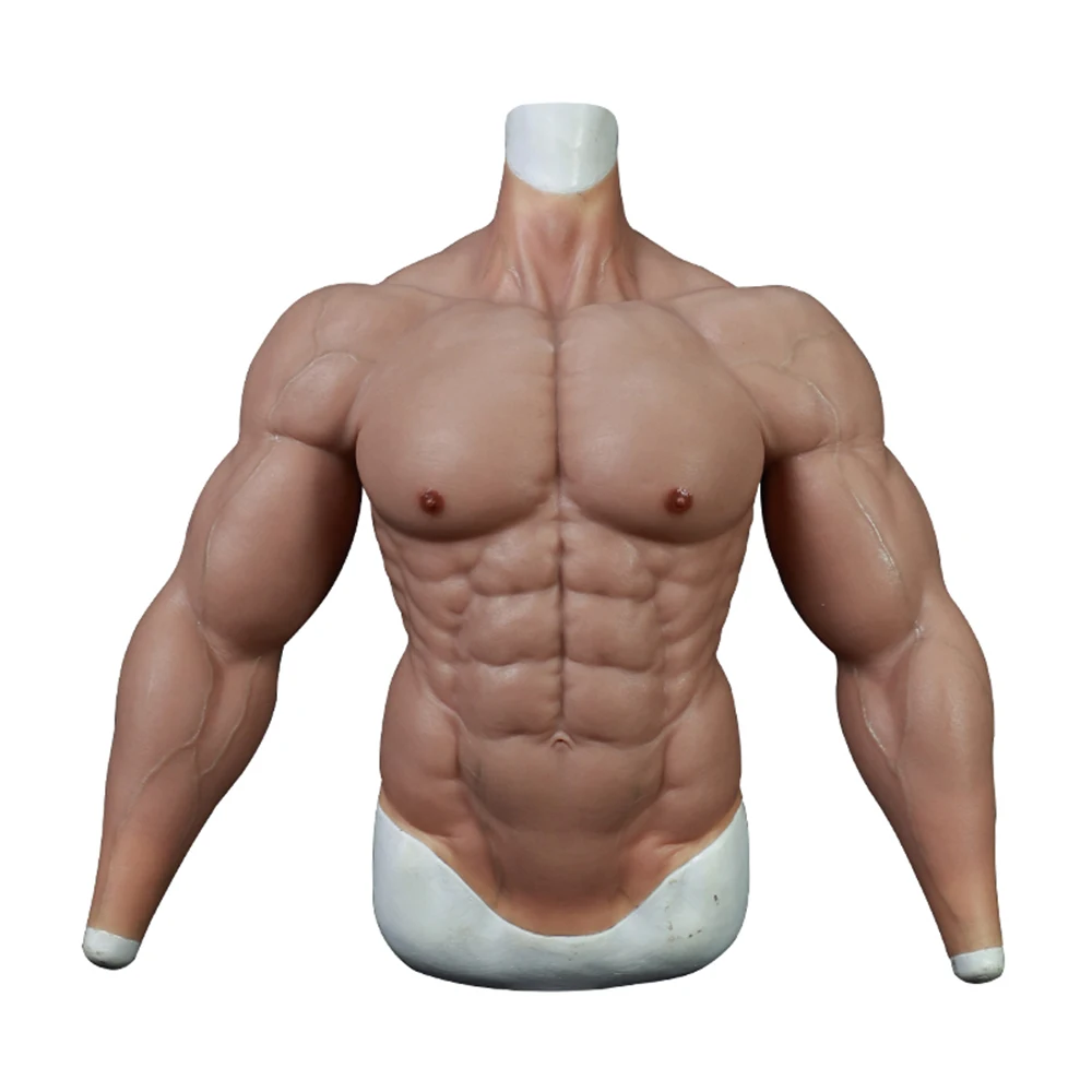 

KnowU Silicone Macho Strong Abdominal Muscles Vest Suit Costume with Realistic Chest and Belly Muscle for Cosplay Masquerade, 4 colors
