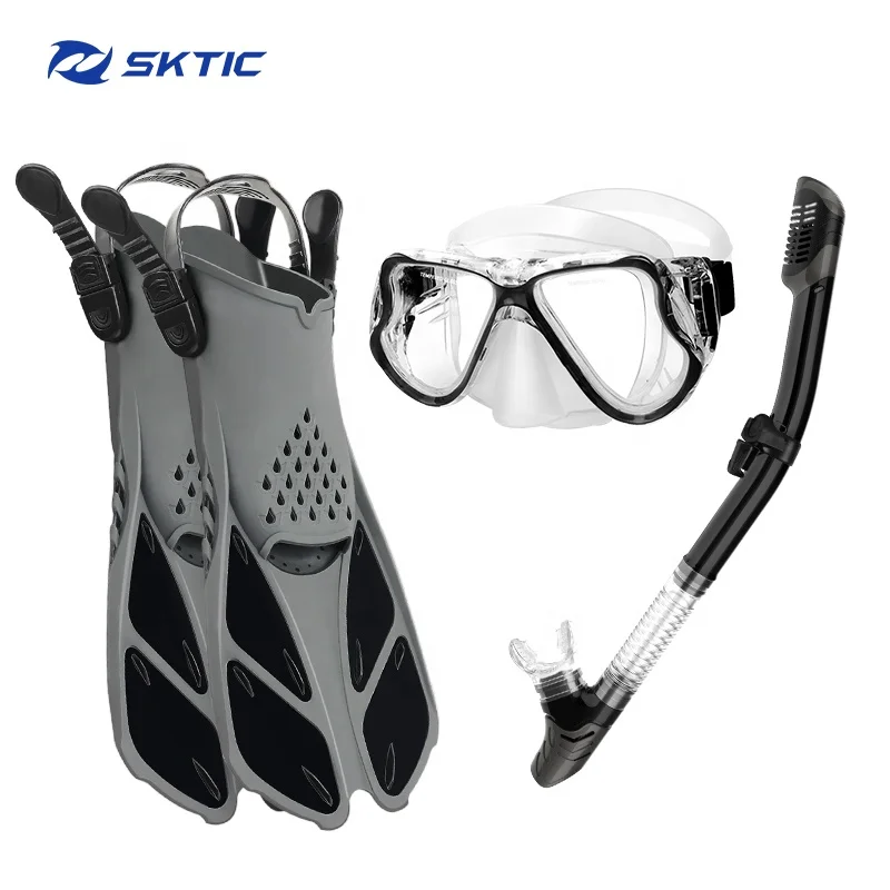 

SKTIC Adult Child Silicone Snorkeling Scuba Mask And Snorkel Sets Diving Universal Single Swimming Glasses Diving Set, Transparent black
