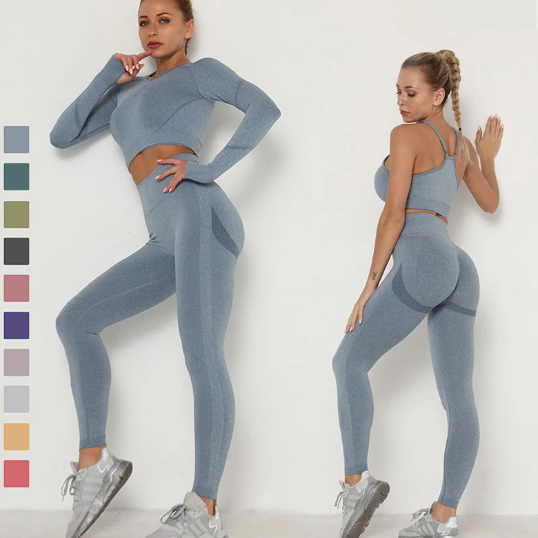 

YS01 2021 New Style 2 Piece Set Women Sports Active Wear Gym Bra And Leggings Sets Seamless Yoga Set, Customized colors