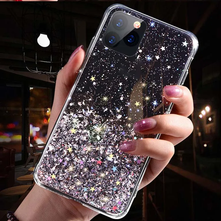 

High Quality Waterproof Hard Material Glue Glitter With Dustproof Plug Phone Back Case Cover For Samsung Galaxy S10 Lite / S10E