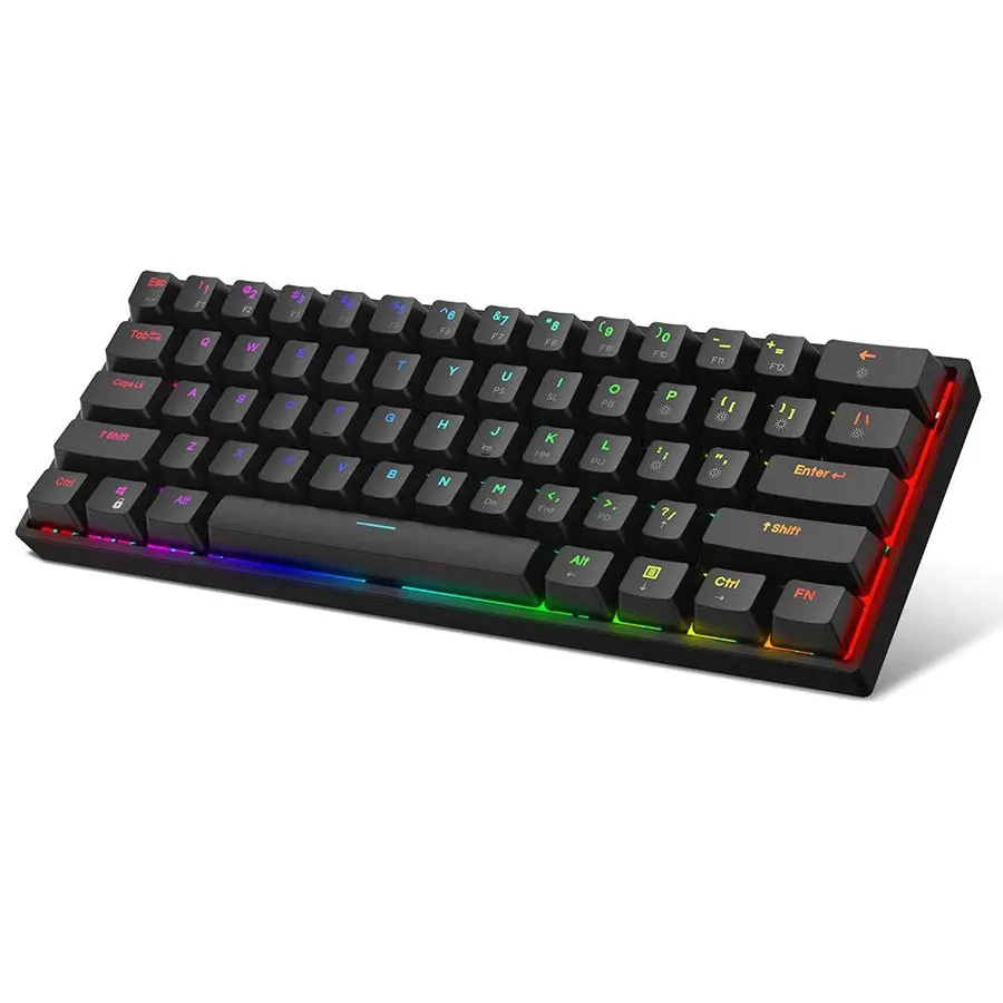 

RGB Lighting Game Cherry Switch Backlight Used Type-C Mini Compact 61 Keys Keyboard 60% Wireless Mechanical Gaming Keyboard, Black