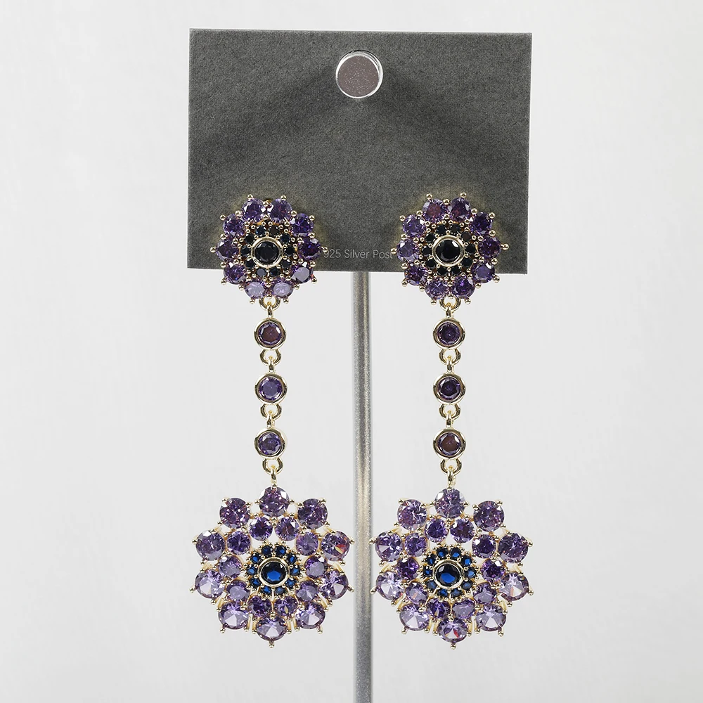 

2021 Trend Fashion Unique Jewelry Black Gun Plated Brass Zircon  Exaggerated Large Big Statement Stud Earrings For Women