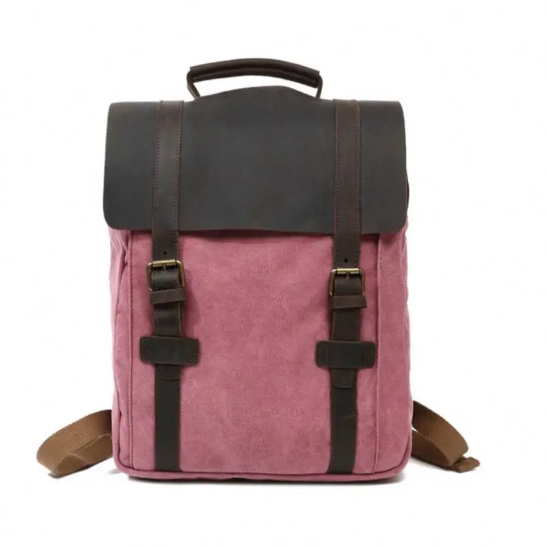 

Custom Canvas Backpack With Logo Woman Shoulder Canvas Bag Leather Canvas Backpack With Handles, As pictures show or custom