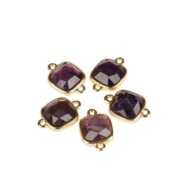 

Charms square purple natural moonstone semiprecious stone gemstone raw connector diy jewelry making material