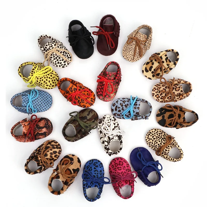 

P108070 Wholesale baby lace shoes leopard pattern boy girls toddler leather shoes