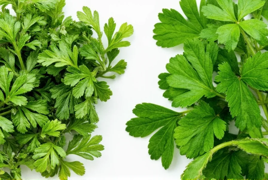 Comparison of cilantro and parsley leaf shapes