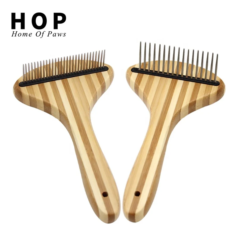 

Factory Wholesale Bamboo Wood Pet Pin Undercoat Rake Comb Cat Dog Grooming Comb, Burlywood