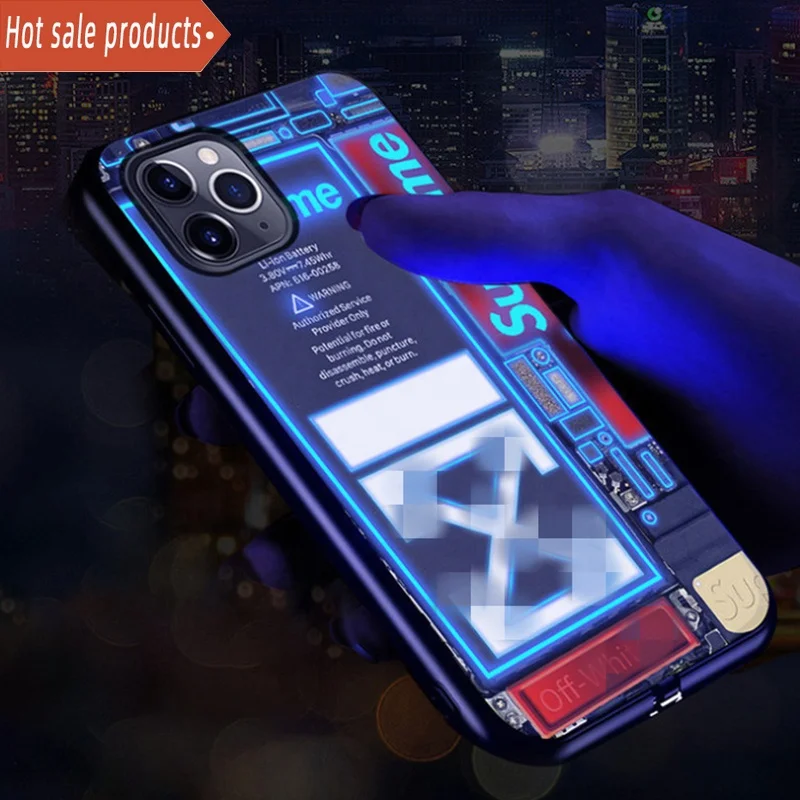 

New factory design Smart Control Incoming Led Luminous Flash Light Up Phone Case For Iphone 11/12/13, Customized colors