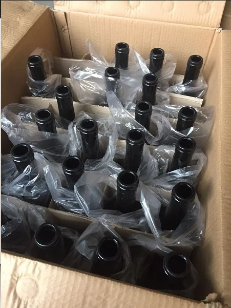
High quality tall 750 ml matte black long neck wine bottles 