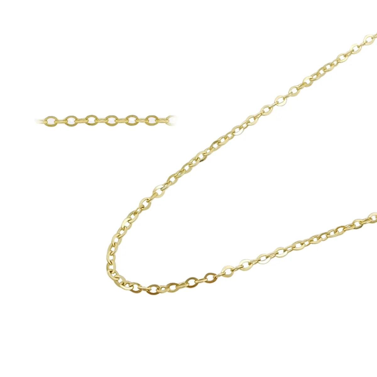 

Wholesale Light weight Chain Women Necklace Thin Flat Cable Chain 9K 14K 18K Real Gold Tiny Chain Necklace