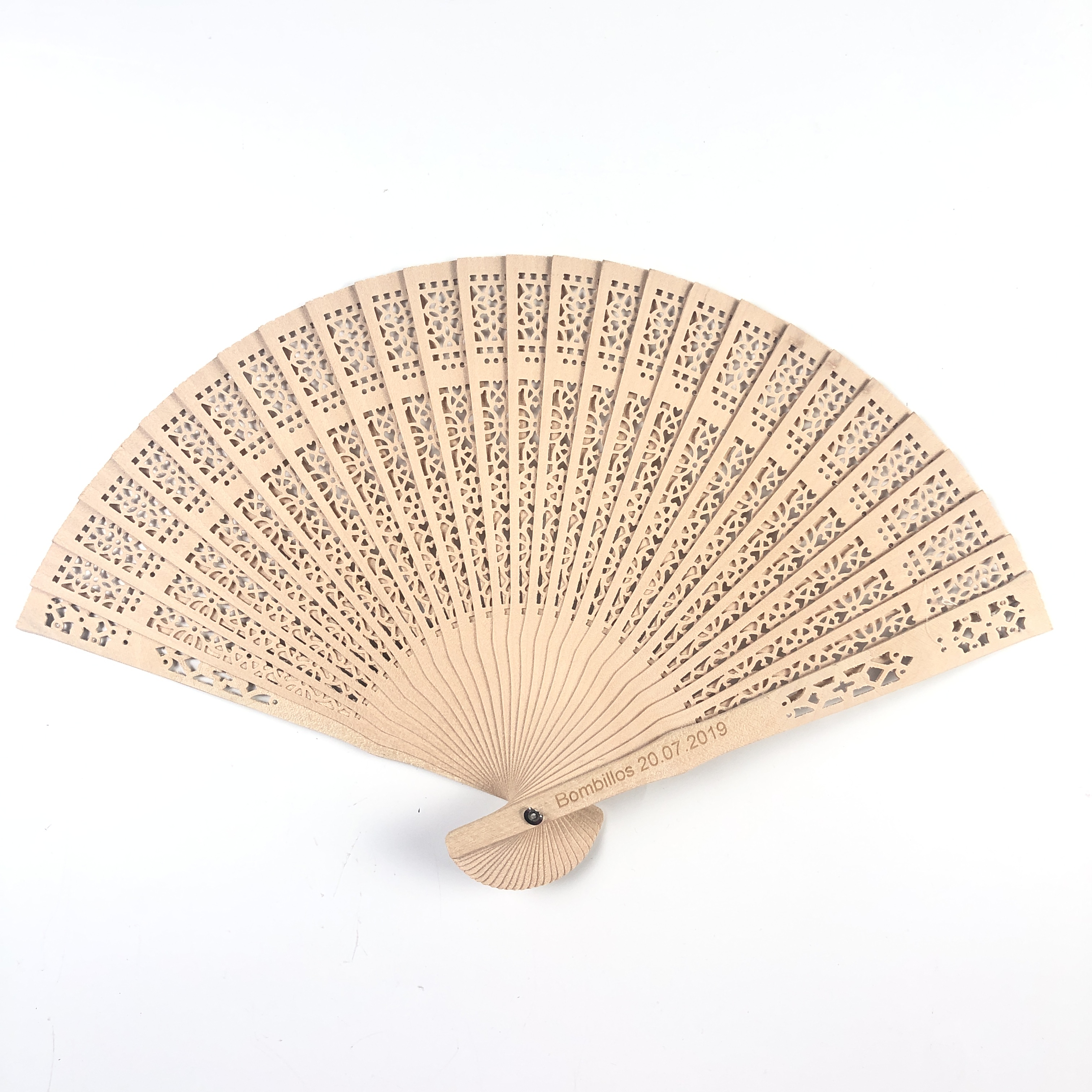 

[I AM YOUR FANS] Sufficient Stock! Hot sale wedding folding wood hand fan with engraving organza pouch wedding gift favor