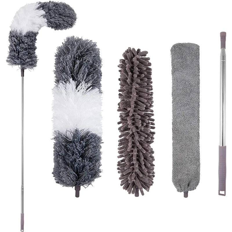 

Microfiber Feather Dusters Kits with Max 100 inch Extension Pole Reusable Bendable Dusters Washable Dusters for Cleaning