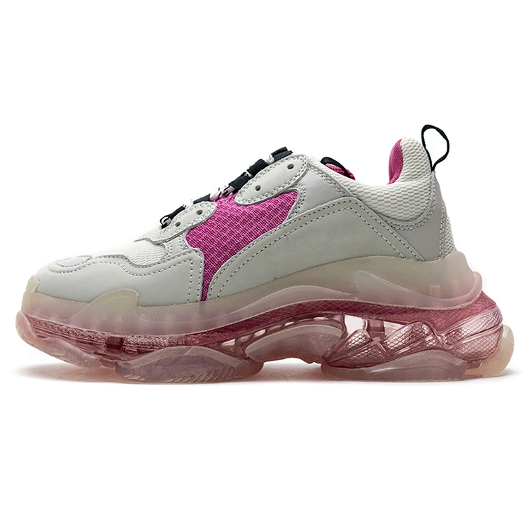 

22 color leather women sneaker crystal clear sole balanciaga Triple S Thick air cushion shoes, Customer's request