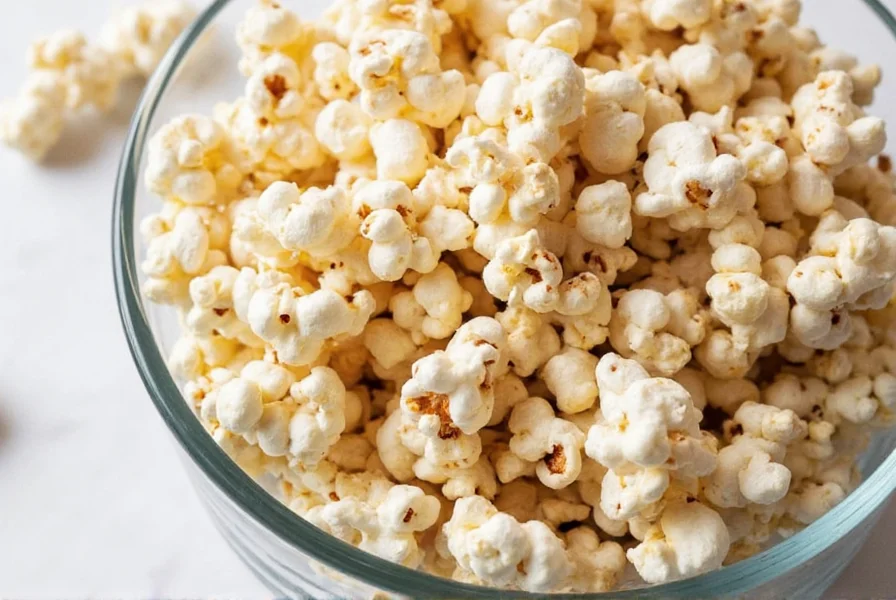 Close-up of golden popcorn kernels coated evenly with cinnamon sugar mixture showing texture detail