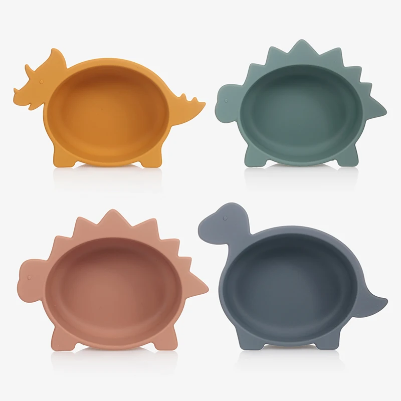 

Food Grade Silicon Dinosaur Animal Shaped Bebe Food Container Kids Tableware Silicone Baby Bowl