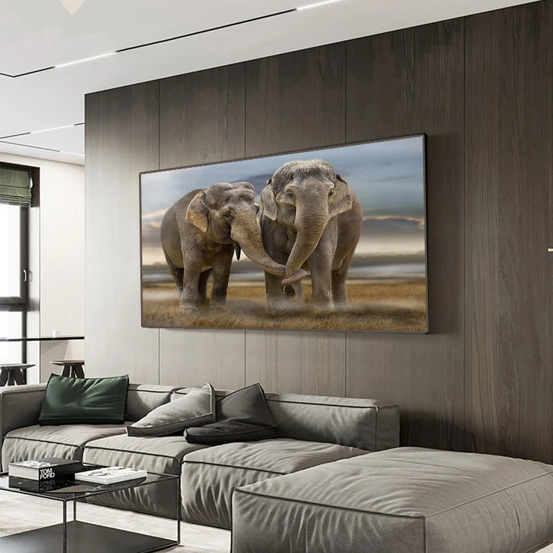 

Modern Elephant Couple Canvas Painting Animal Wall Art Posters and Prints Picture for Living Room Decoration Home Decor
