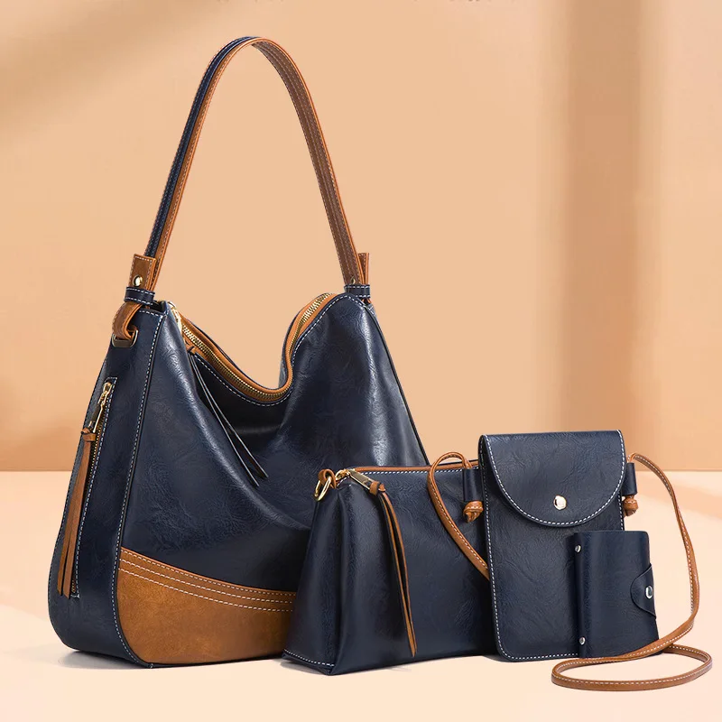 

Wholesale high quality handbags for women luxury set large capacity shoulder bag phone card holder tote bag ladies handbag sets, Dark blue,black,dark gray,pink,brown