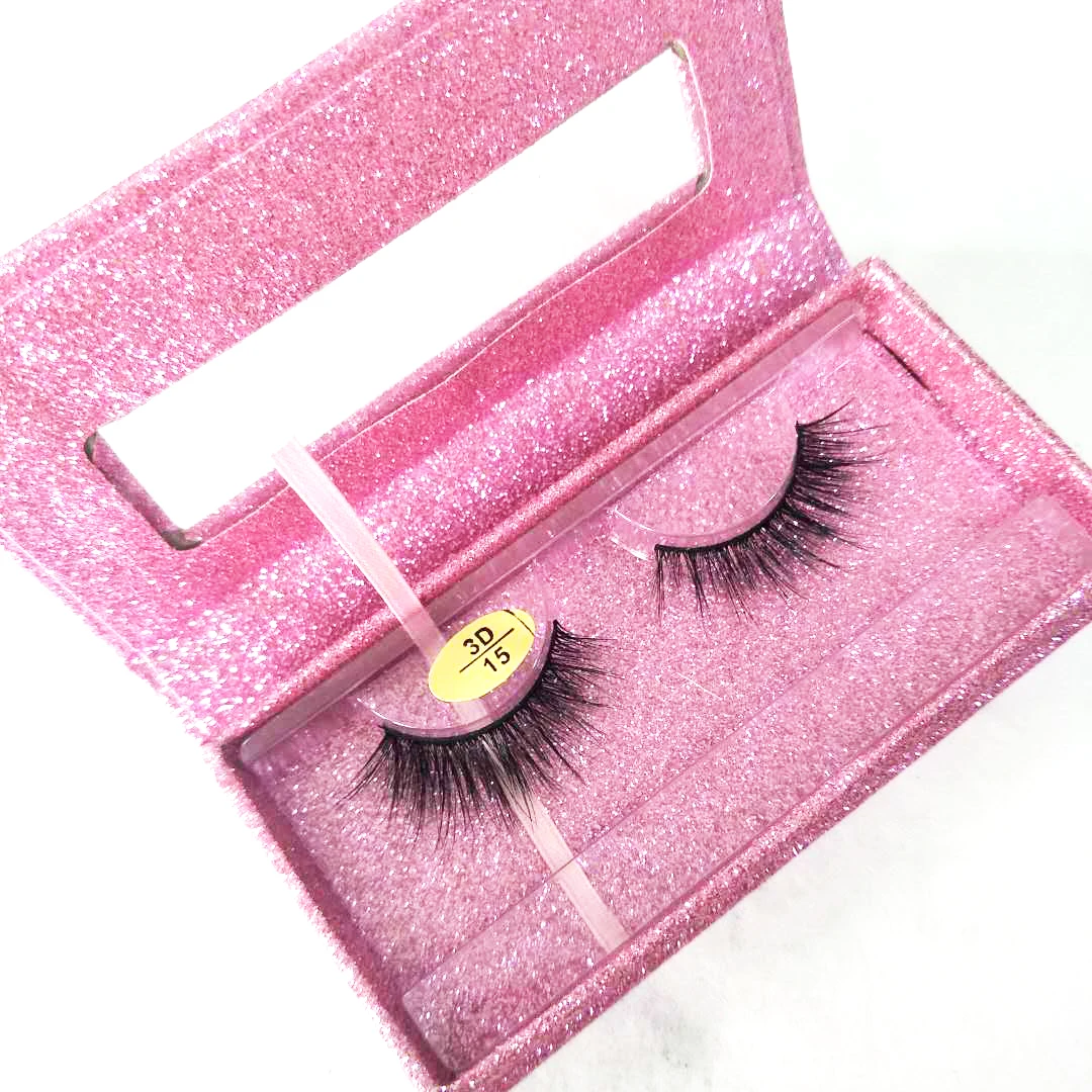 

Custom eyelash package Faux Mink Strip eyelash 3d Silk Eyelashes extension, Natural black