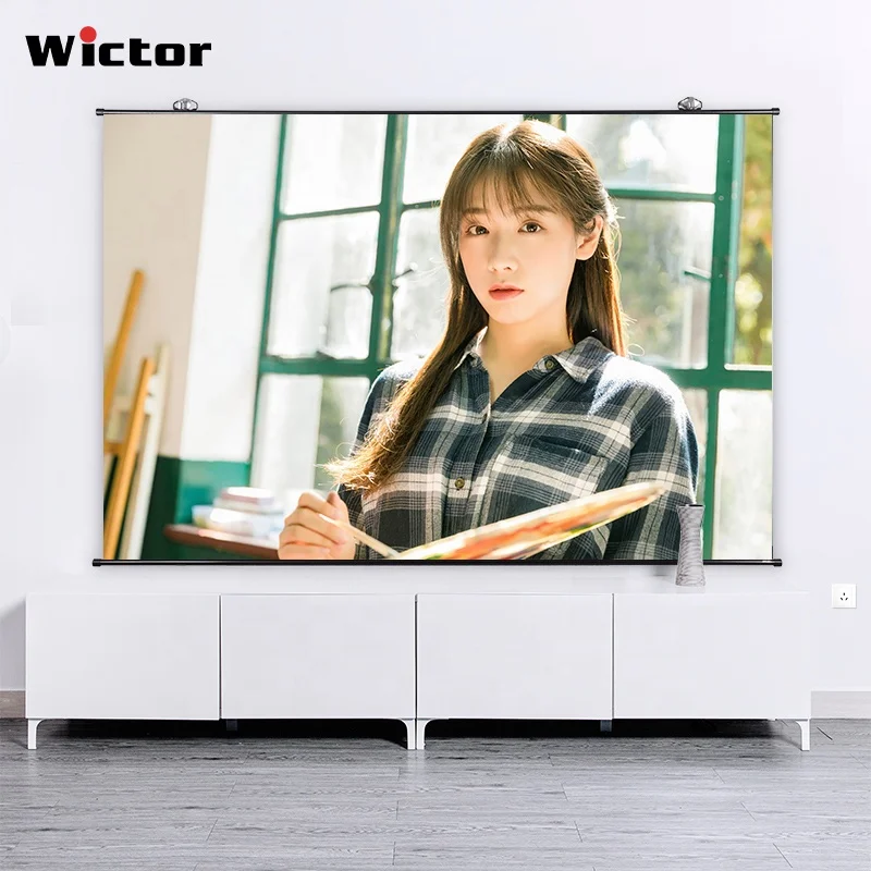 

WICTOR 60-inch 16:9 portable simple wall-mounted projector screen home theater projection screen, White