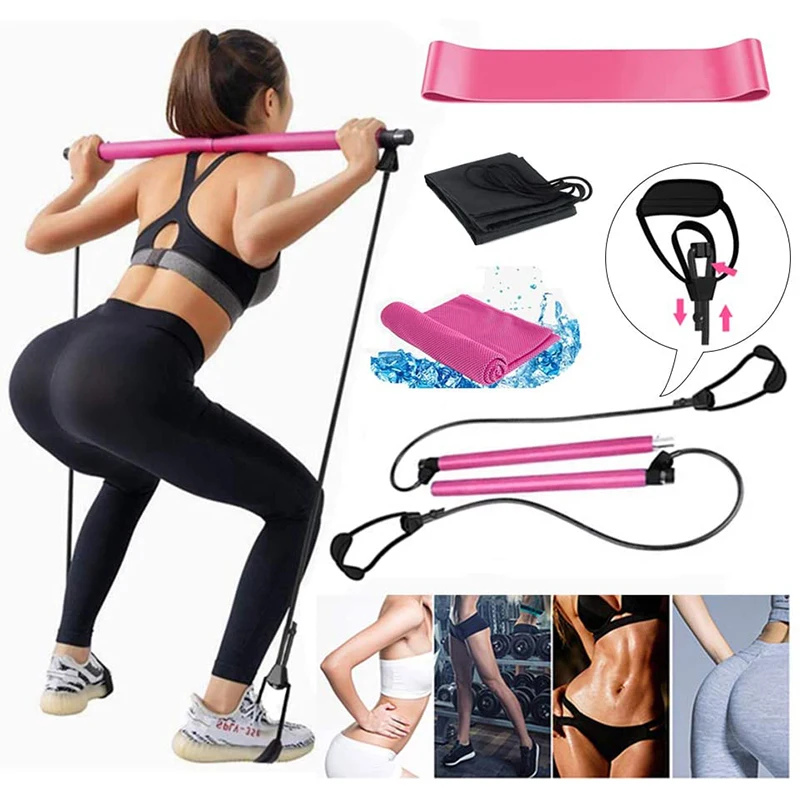 

Resistance Band Fitness Yoga Pilates Bar Swing Exercise Kit Workout Equipment Women Pilates Stick Hip Back Stretcher Home Gym