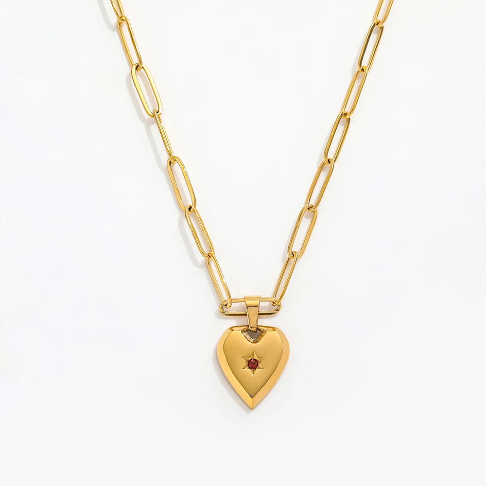 Joolim Jewelry 18K Gold Plated Paper Star  Heart Pendant  Necklace Stainless Steel Necklace for Women