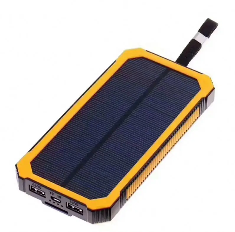 

solar mobile power bank 12000mah Dual USB LED Light External Battery Pack Backup Charger