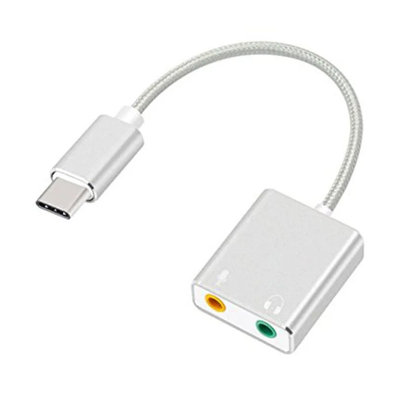 

Fast delivery Aluminum Alloy External Sound Card With Cable Type-C USB 3.1 Sound Card Adapter