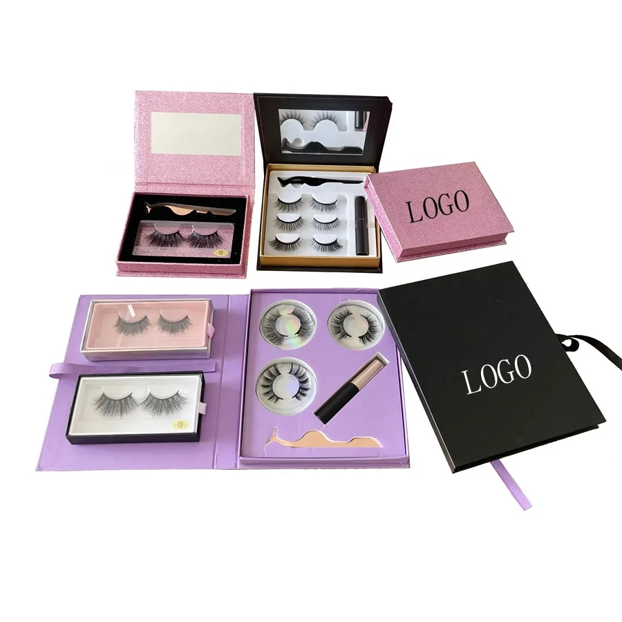

2021 wholesale luxury natural custom private label faux mink synthetic silk magnetic eyelashes magnet lashes with eyeliner liner