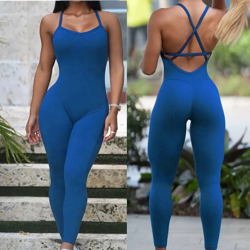 Women Fitness Yoga Set Tracksuit One-Piece Sports Jumpsuit Nylon Workout Female Activewear Padded ropa deportiva Yoga Bodysuit