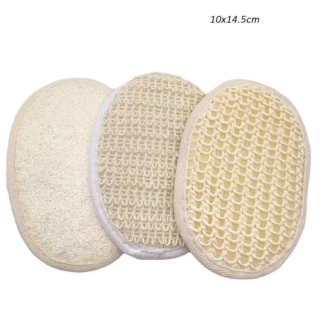 

100% Natural Luffa and Terry Cloth Materials Loofa /Sisal /Cotton hemp Sponge Scrubber Body Sponge, White,milky natural oem